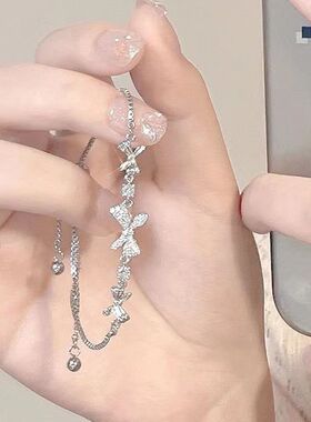 轻奢锆石蝴蝶结抽拉手链女生夏ins小众设计高级感2026年新款手饰