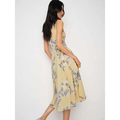 归己-reformation桔梗花复古无袖圆领连衣裙收腰显身材 A摆长裙女 - 图2