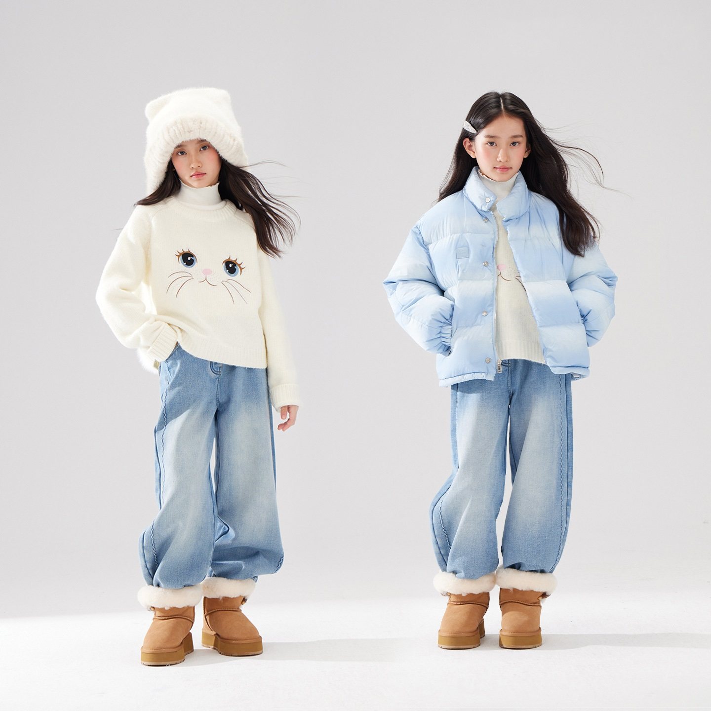 女童弯刀加绒牛仔裤秋冬直筒阔腿儿童装休闲宽松保暖裤子显瘦保暖,淘宝优惠券,粉丝福利购,淘宝优惠卷