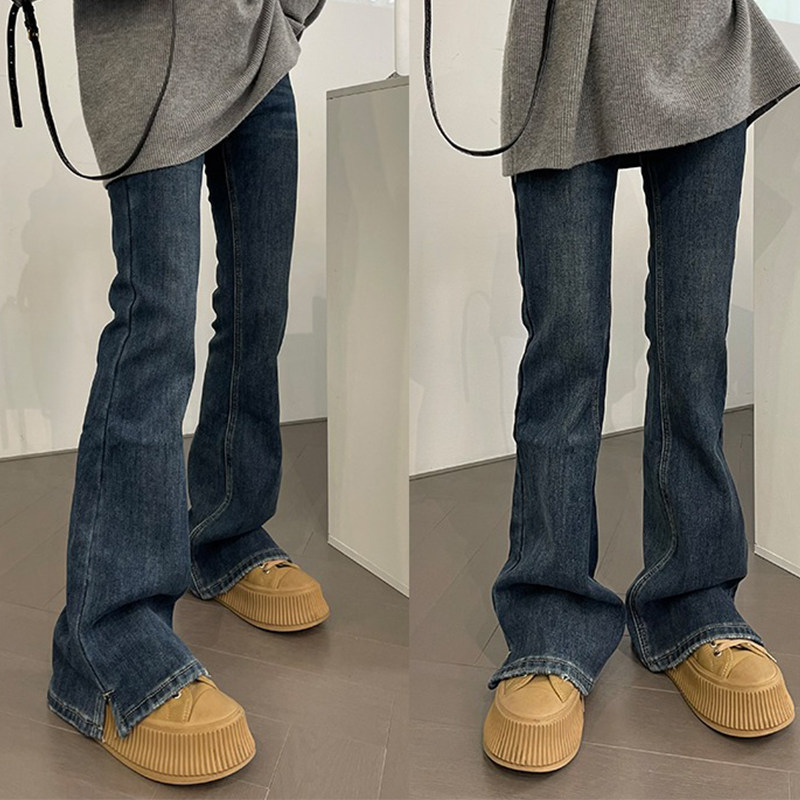 韩国女童中大童春秋修身显瘦开叉牛仔裤韩版弹力高腰微喇百搭休闲,淘宝优惠券,粉丝福利购,淘宝优惠卷