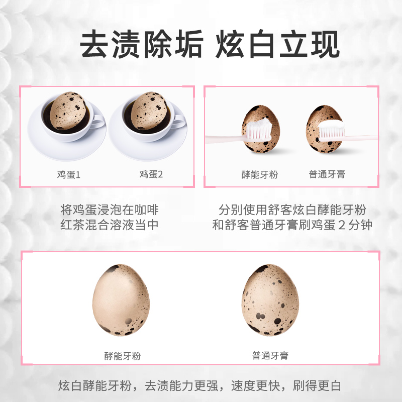 宇洁家居专营店舒克舒客炫白酵能牙粉洗白美白去黄去渍去牙垢洗牙粉正品40g1