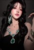 Bean-finished gemstone necklace, earrings, diamond ring, love style model, fusion bean bag, Internet celebrity photo props