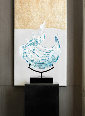 现代简约创意翻卷海浪客厅玄关