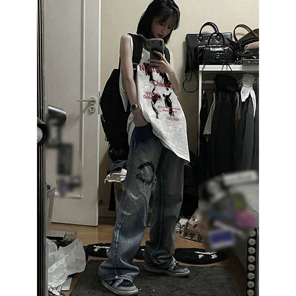 甜辣风坎肩背心女夏外穿2025新款宽松t恤吊带设计感运动无袖上衣,淘宝优惠券,粉丝福利购,淘宝优惠卷