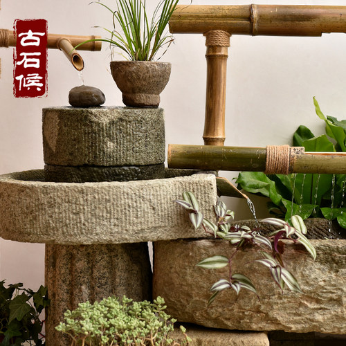 老石槽流水摆件造景组合户外循环水景观鱼缸庭院养鱼池室内水景 - 图2
