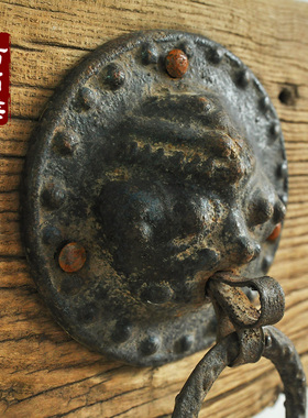 老物件成对门环复古门锁