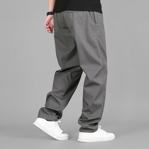 春秋新款2025新品防丢拉链口袋高腰男士大码工装裤男宽松休闲裤子 - 图0