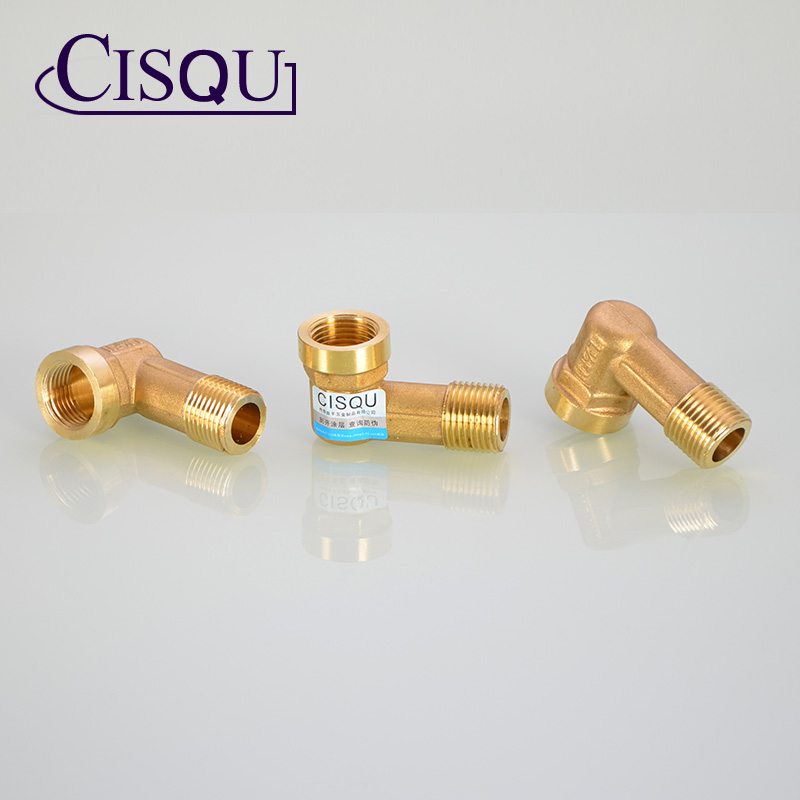 黄铜加长内外丝弯头4分延长双外丝牙口接头DN15铜配件90度弯 - 图1