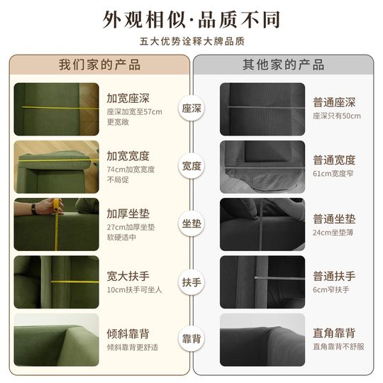 布艺沙发小户型客厅双人防猫抓休息区接待出租房民宿大象耳朵沙发