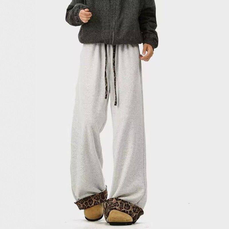 潮牌卷边豹纹棉裤男款冬季美式垂感运动休闲长裤vibe加绒加厚裤子,淘宝优惠券,粉丝福利购,淘宝优惠卷