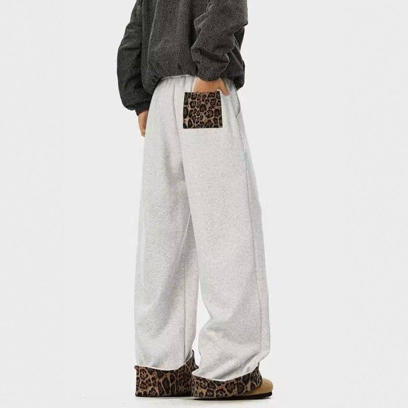 潮牌卷边豹纹棉裤男款冬季美式垂感运动休闲长裤vibe加绒加厚裤子,淘宝优惠券,粉丝福利购,淘宝优惠卷