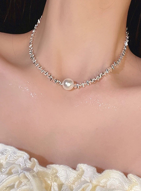 少女CEO碎银几两珍珠项链轻奢小众女高级设计感2024年新款网红爆