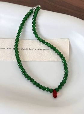 少女CEO绿串珠项链MONA平替中式国风项链配饰高级感项链小众时尚