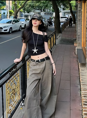 少女CEO亚文化朋克风银色海星超长款辣妹项链做旧百搭复古毛衣链