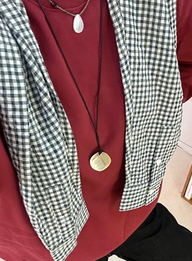 少女CEO向日葵欧尼同款银色小梳子吊坠项链2024新款个性毛衣链女