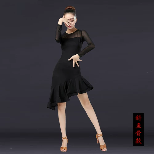 Новый латинский танцевальный костюм взрослые женщины танцевальные костюм большие дети производительность одежда сетчатая одежда