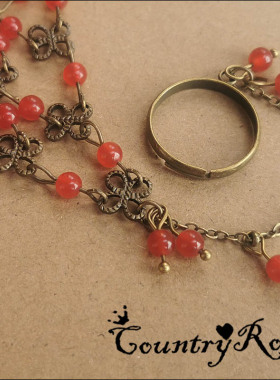 手链汉服古典宫廷樱桃戒指一体