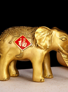 速发铜大居摆件一对铜象工艺品家酒店铺开业礼品象柜装饰品