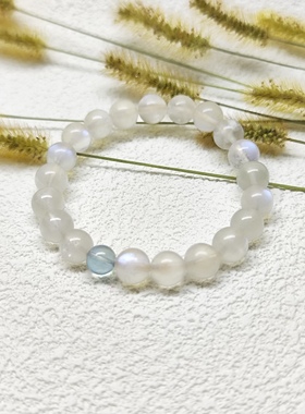 天然月光石海蓝宝手串情侣闺蜜款