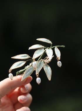 陌上芊发夹小清新竹叶发饰