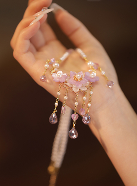 陌上芊女紫色花朵项链