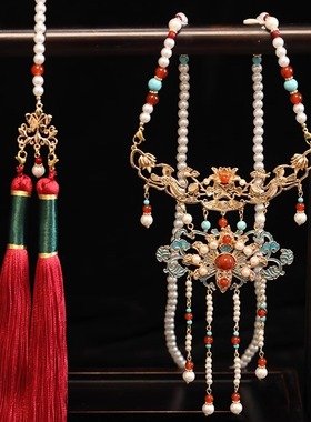 马面裙配饰烧蓝长项链