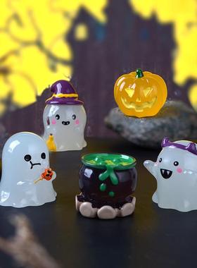 跨境万圣节夜光巫师幽灵微景观园艺造景小配件 创意汽车夜光摆件