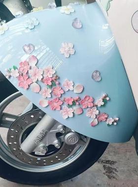 爆款桃花车贴电动车diy装饰3D立体配饰花朵汽车饰品摆件小装饰