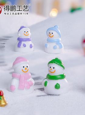 新款圣诞节可爱围巾雪人摆件微景观雪景diy摆件汽车桌面家居饰品