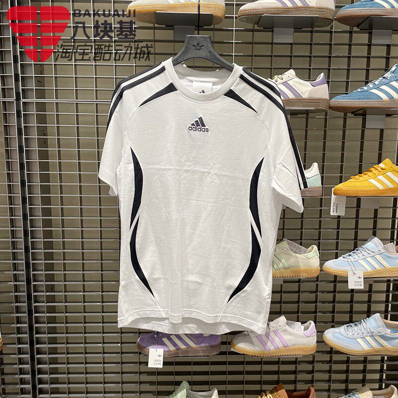 阿迪达斯男2025秋款拼接撞色足球风舒适运动短袖T恤KE0144 KE0146 - 图2