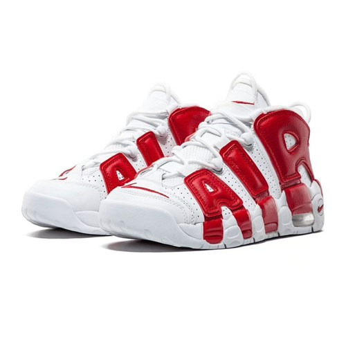 耐克大童鞋2026春季大AIR皮蓬红白撞色气垫篮球运动鞋 415082-100 - 图3