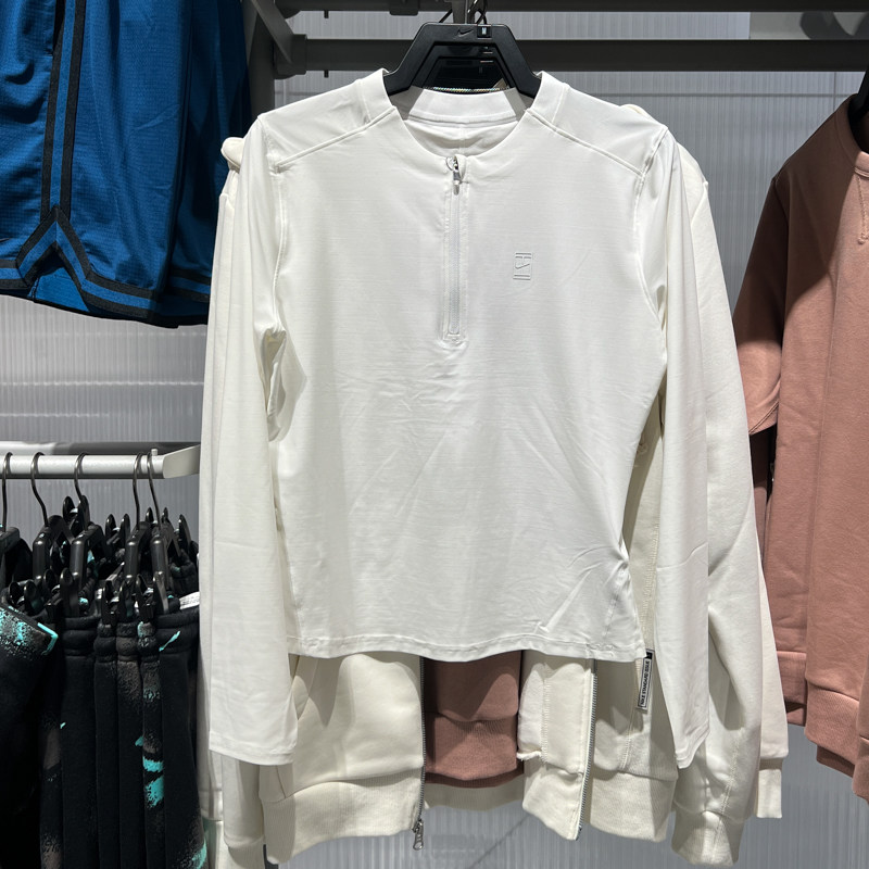 Nike耐克女装2025冬季网球训练速干半拉链休闲长袖T恤 FZ6738-010 - 图1