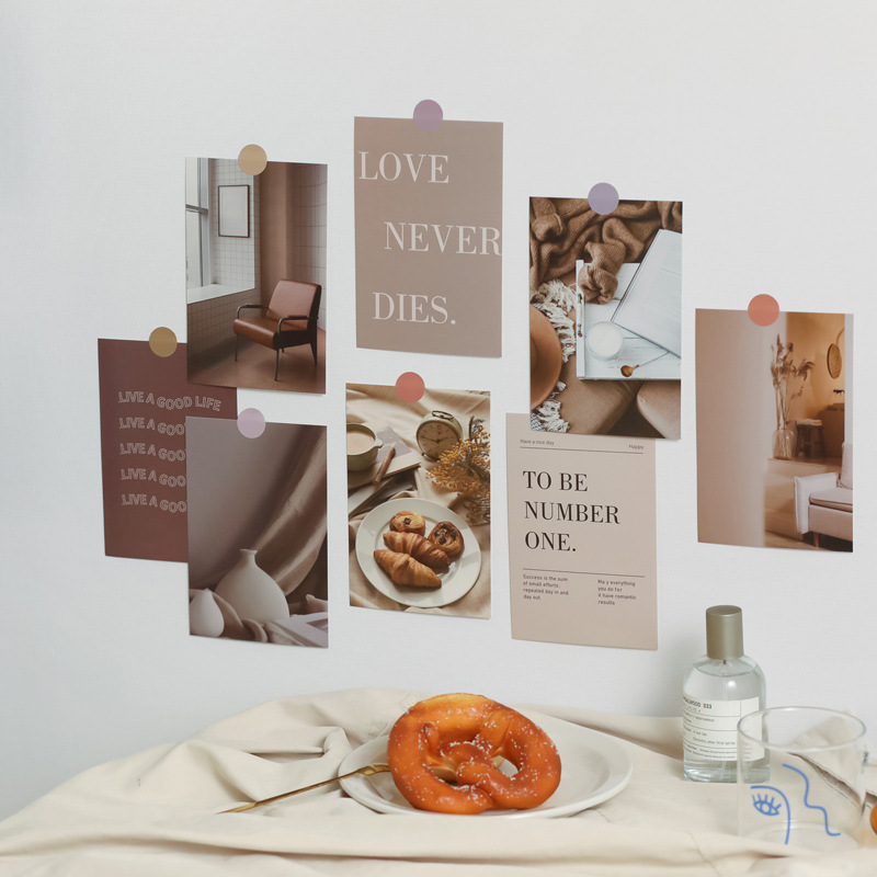 文艺风郁金香落日风景装饰卡片宿舍背景墙贴画ins风房间布置贴纸 - 图2