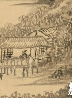 王时敏 杜甫诗意册 清四王 真迹复制 微喷临摹绢布画稿 教学范本