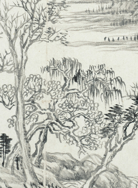 王翚仿古诗画册高清微喷清四王山水画小品临摹绢布画稿传统山水画