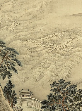 周鲲仿古山水册传统山水画小品临摹范本中式装饰画艺术绢布画心