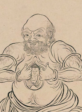 冷枚罗汉高清微喷观音线描工笔