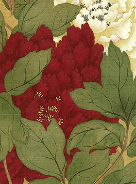 恽寿平牡丹册没骨花卉临摹范本工笔花鸟画小品艺术微喷绢布画心