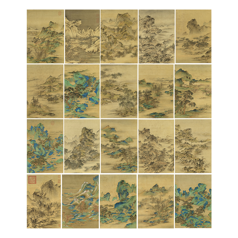 明人仿宋元诸家山水册传统青绿山水临摹范本国画小品艺术微喷画稿