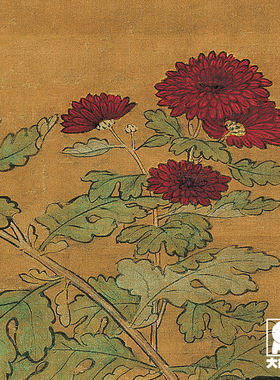 吕纪桂菊山禽图明代花鸟画临摹绢布画稿微喷打印工笔花卉范本底稿