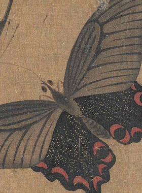 李安忠 晴春蝶戏图 宋元工笔花鸟小品册页 草虫花卉 临摹绢布画稿