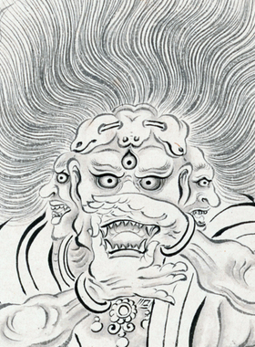 禹之鼎送子天王图吴道子送子天王图白描人物线描手卷高清底稿临摹