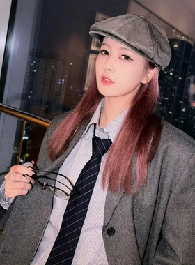 白鹿同款黑色条纹衬衫领带
