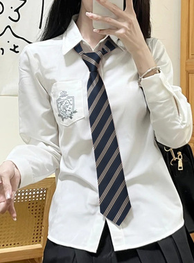懒人免打衬衫领带女款蓝色条纹