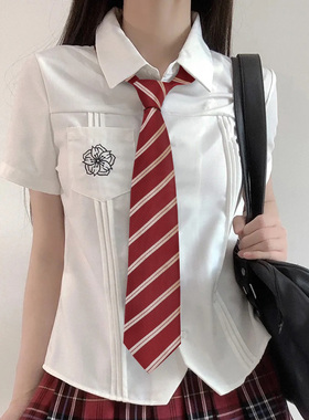 日系jk领带学院风免打酒红色领带