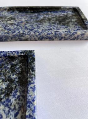 奢石梦幻蓝宝小号长方形托盘摆件ins风家居饰品现代原石