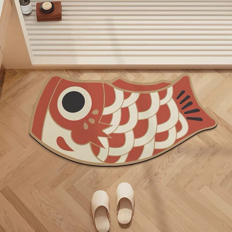 可爱卡通门垫地毯硅藻泥浴室卫生间厕所门口吸水防滑鲤鱼异形脚垫,淘宝优惠券,粉丝福利购,淘宝优惠卷