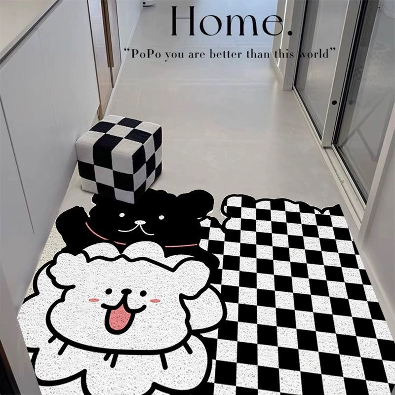 丝圈线条小狗入户门地垫卡通大门口防滑垫子玄关进门垫耐脏脚垫子,淘宝优惠券,粉丝福利购,淘宝优惠卷