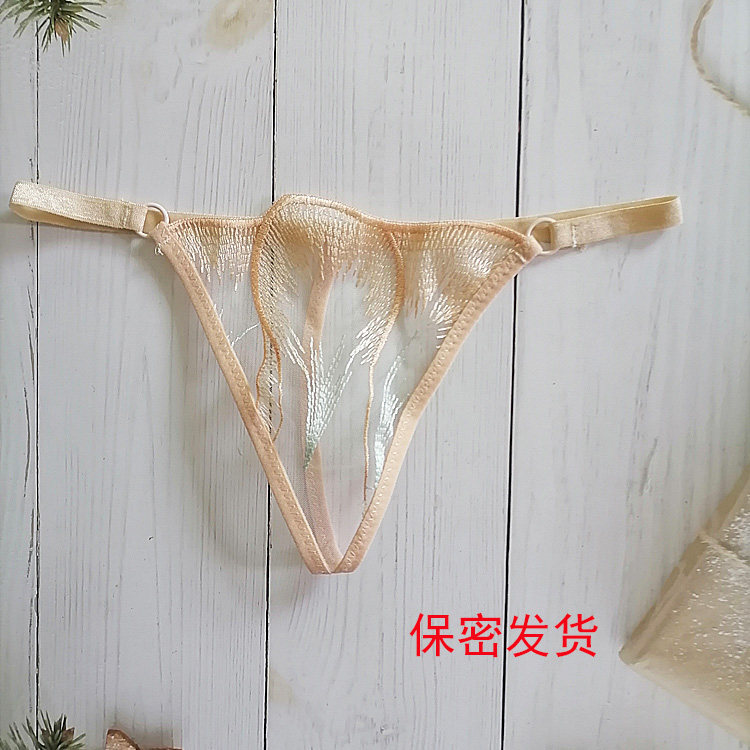 夏季超低腰丁字裤女性感蕾丝透明T裤网纱透视速干火辣内裤,淘宝优惠券,粉丝福利购,淘宝优惠卷