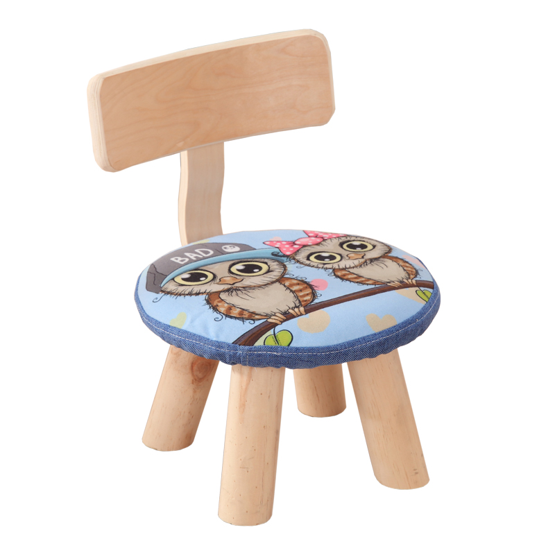 靠背小凳子儿童家用学习小椅子宝宝卡通软坐幼儿园实木网红靠背椅-图3